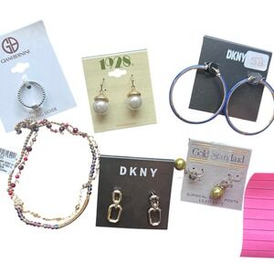 NEW Macys LOT 6 Pc Earrings Ring Bracelet 1928 Giani Bernini DKNY